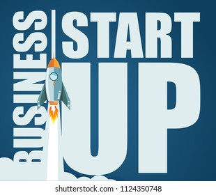 start up rocket sign. bussiness concept illustration. isolated over a white background