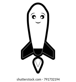 Start up rocket symbol smiling cartoon