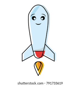Start up rocket symbol smiling cartoon