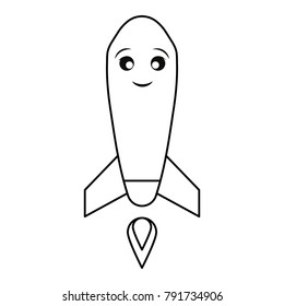 Start up rocket symbol smiling cartoon