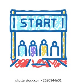 Start der Ausführung doodle Symbol Skizze Vektor. Start des Laufzeichens. einzelne Symbolgrafik