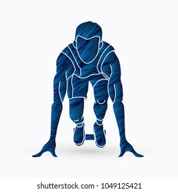 Start Running ,Athletic prepare running designed using grunge brush graphic vector