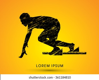 Start Running, designed using grunge brush graphic vector.