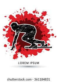 Start Running, designed using grunge brush on splash blood background graphic vector.
