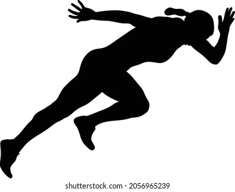 Start Running Sprint Female Athlete Black Silhouette