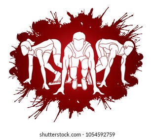 Start Running, Sprinter prepare running action  designed on splatter ink background graphic vector