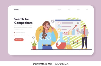 Start up running web banner or landing page. Competitor search and analysis.