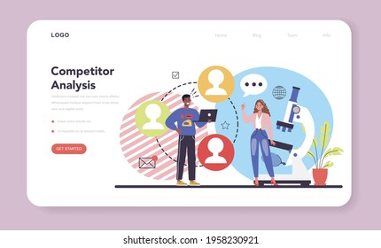 Start up running web banner or landing page. Competitor search and analysis.