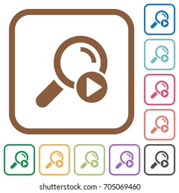 Start search simple icons in color rounded square frames on white background