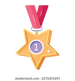 Start shape sports medal award, premium 2d icon 