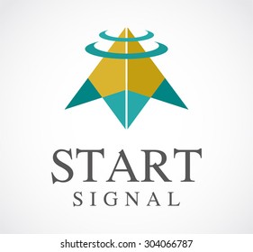 Start signal communication tower ring abstract vector logo design template business technology icon company identity symbol concept