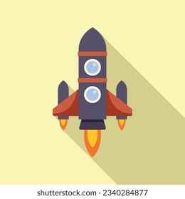 Start spaceship icon flat vector. Space launch. Ship project