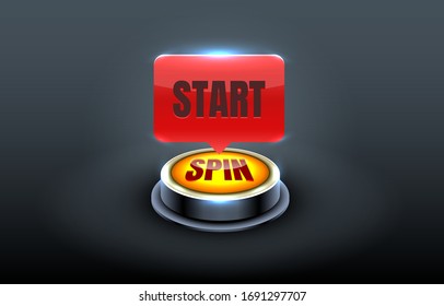 Start spin casino coin, cash machine play now. Vector illustration