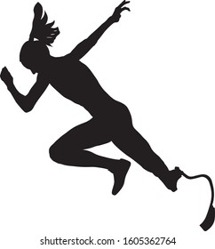 start sprint female runner disabled black silhouette svg