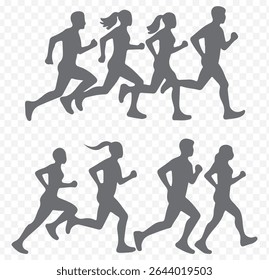 start sprinter runner athlete black silhouette on Transparent Background. EPS 10.