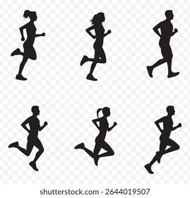 start sprinter runner athlete black silhouette on Transparent Background. EPS 10.