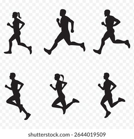 start sprinter runner athlete black silhouette on Transparent Background. EPS 10.