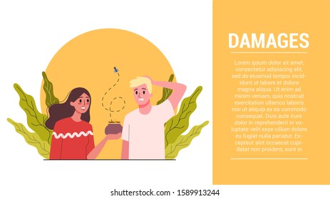 Start up steps idea. Business loss phase. Finance crisis within money decrease. Idea of bancruptcy and risk. Vector illustration in cartoon style