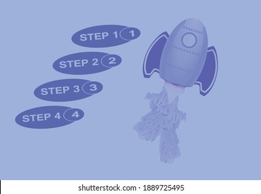 Start up steps. launching rocket concept. vector