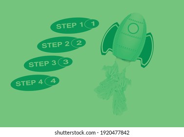 Start up steps. launching rocket concept. vector