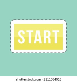 Start Sticker in trendy line cut isolated on blue background
