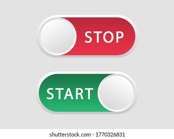 Start and stop buttons. Toggle switch icons. Collection slider buttons. Elements of web design.