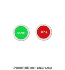 Start and stop buttons. Vector round buttons isolated.