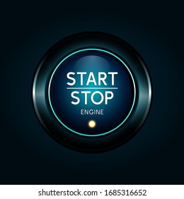 Start Stop Engin Button 3d Vector Illustration