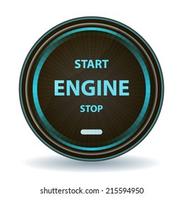 Start Stop Engine Button Or Icon 3d Blue Design Concept Sign