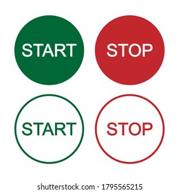 Start and stop vector button. Round shape icon. Turn on and off switch symbol. Power controller panel sign. isolated on white background.