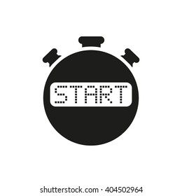 The start stopwatch icon. Clock and watch, timer, countdown symbol. UI. Web. Logo. Sign. Flat design. App. Stock vector
