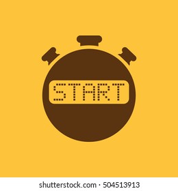 The start stopwatch icon. Clock and watch, timer, countdown, stopwatch symbol. UI. Web. Logo. Sign. Flat design. App. Stock vector
