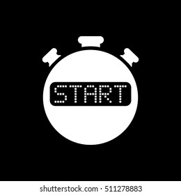 The start stopwatch icon. Clock and watch, timer, countdown, stopwatch symbol. UI. Web. Logo. Sign. Flat design. App. Stock vector