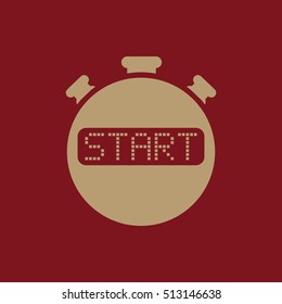 The start stopwatch icon. Clock and watch, timer, countdown, stopwatch symbol. UI. Web. Logo. Sign. Flat design. App. Stock vector