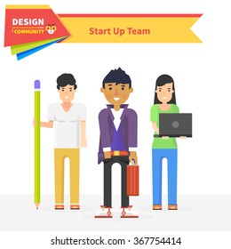 Start up team design community. Startup business, entrepreneur and start team, star up small business, start up work with teamwork, professional star up, team design, occupation illustration