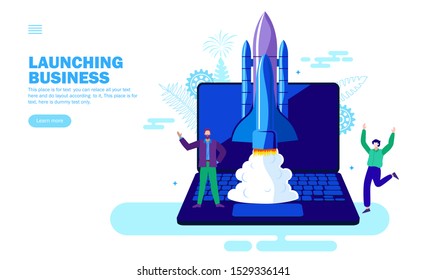 start up team work concept. business launch vector illustration