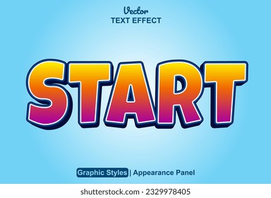 start text effect with orange color graphic style and editable.
