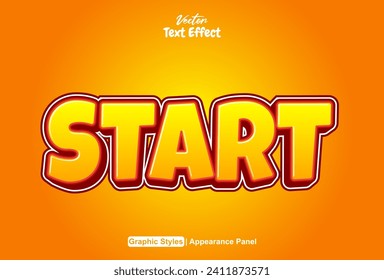 start text effect with orange color graphic style and editable.