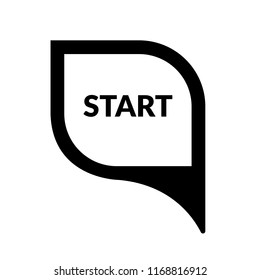 Start text and map pointer. Start map pin pointer