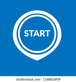 Start text and map pointer. Start map pin pointer