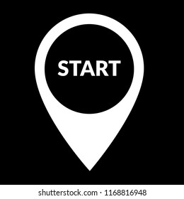 Start text and map pointer. Start map pin pointer