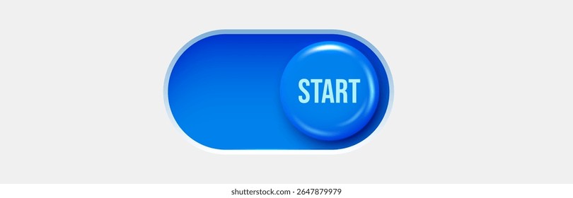 Start toggle switch buttons. Material design switch. Vector illustration.