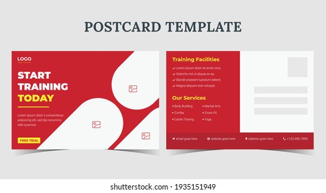 Start Training Today Postcard, Gym Postcard Template