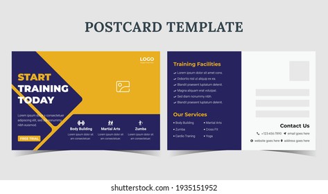 Start Training Today Postcard, Gym Postcard Template