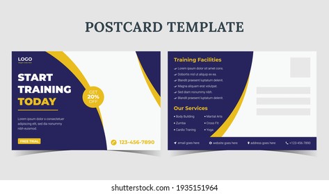 Start Training Today Postcard, Gym Postcard Template