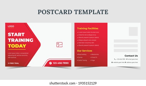 Start Training Today Postcard, Gym Postcard Template