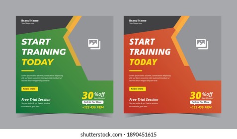 Start training today social media post, gym social media post and flyer