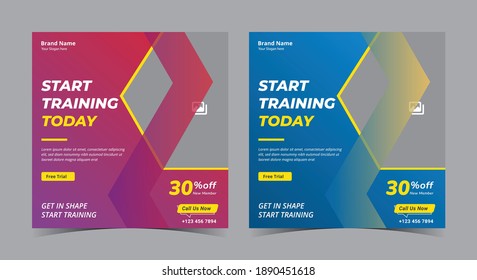 Start training today social media post, gym social media post and flyer