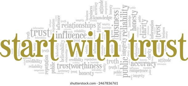 Start With Trust word cloud conceptual design isolated on white background.