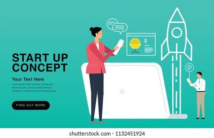 Start Up, Business Concept 2018  - New Trends And Modern Minimalism Style With Colour Transition. Can Use For Web, Landing Page, Infographics, Editorial, Commercial Use And Others. Vector.